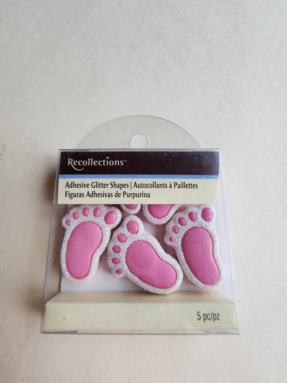 NEW Recollections GLITTERED Adhesive Pink Baby Feet Crafting VINTAGE #20